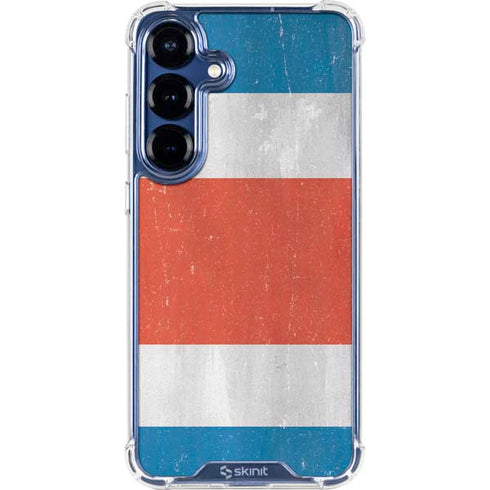 Costa Rican Flag Distressed Galaxy S25 Plus Clear Case
